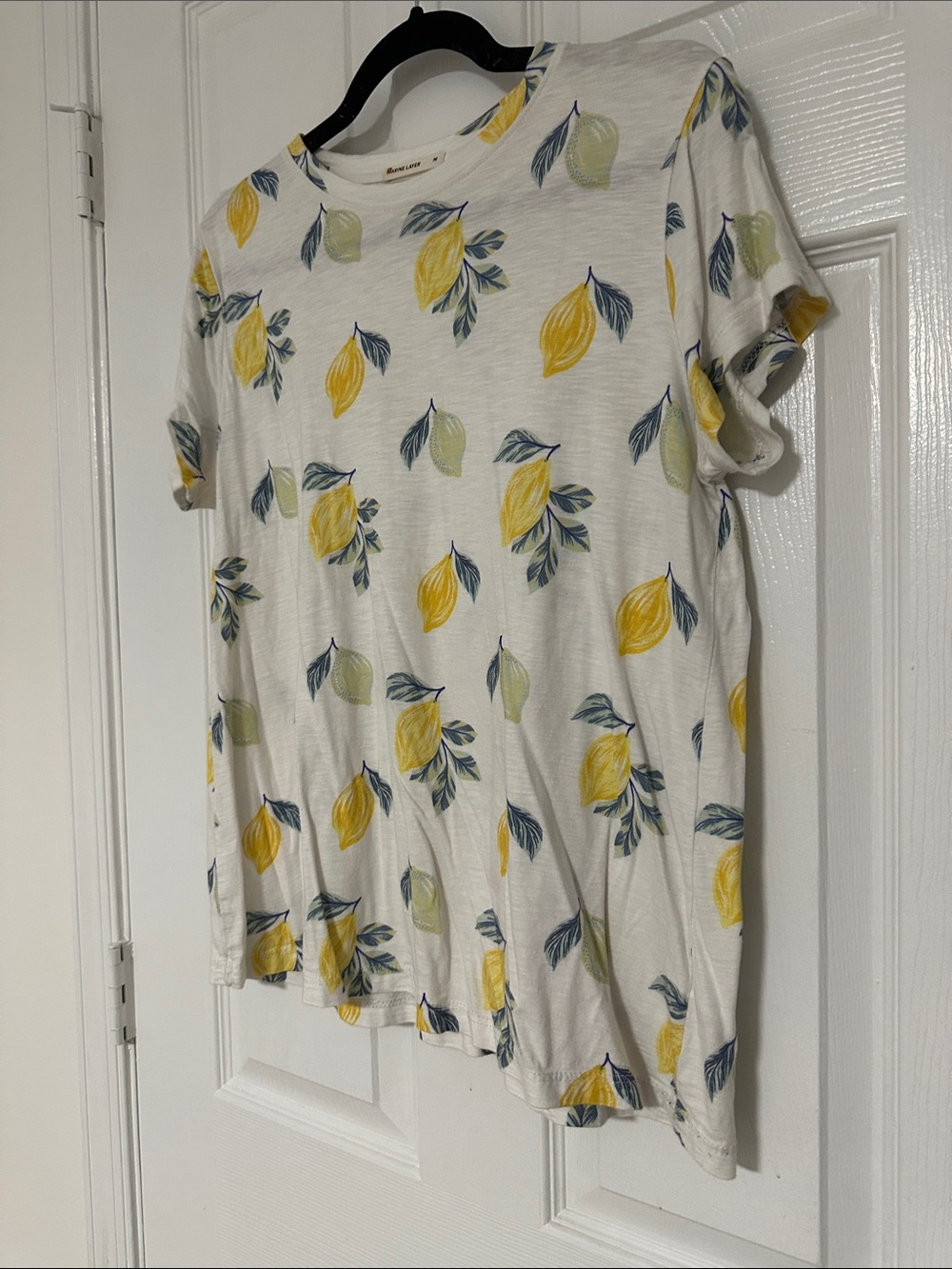 Marine Layer Swing Tee, Ivory/Lemon Print, Size Medium/M